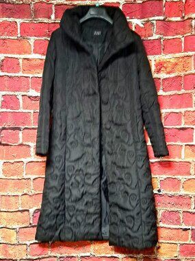 BLACK EMBROIDERED NABI LONG PUFFY WINTER COAT SMALL MED